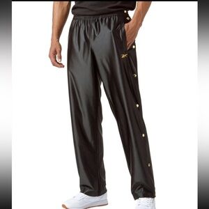 REEBOK GOLD SNAP TEAR AWAY BASKETBALL BLACK ATHLETIC PANT MENS BIG 2X NEW
